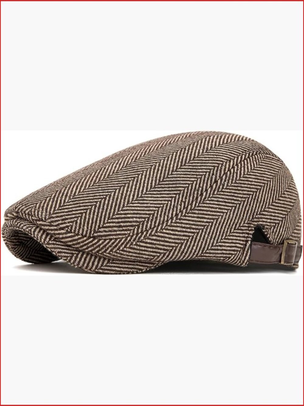 Mens Newsboy Cap Cotton Herringbone Tweed Flat Hat Adjustable Beret Driving Cap
